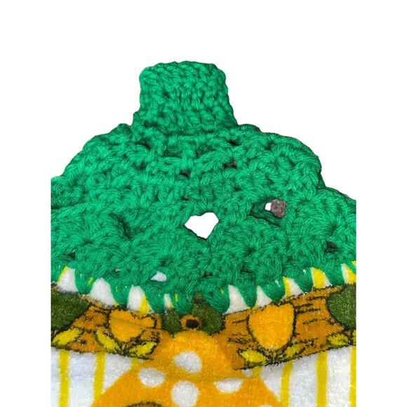 Vintage Homemade Kitchen Towel Used Hanging Crochet Top - Picture 4 of 6